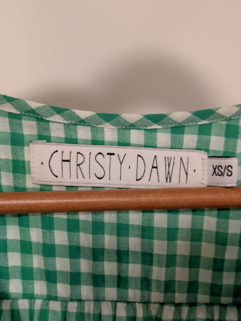 Christy Dawn Green & White Gingham Drawstring Dress - Picture 2 of 3